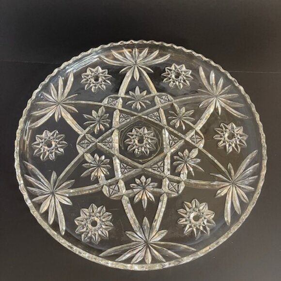 Anchor Hocking Prescut Clear Glass Torte Plate – 13.75" Star of David Design - Picture 2 of 6